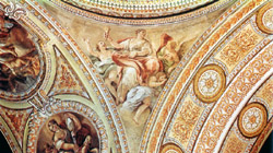 BAROQUE CHURCHES IN NAPLES - Detail of the ceiling of Ges Nuovo Church