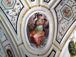 RENAISSANCE IN NAPLES - Detail of the ceiling of the sacristy with frescoes by Vasari