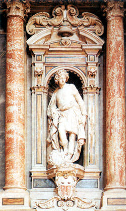 BAROQUE CHURCHES IN NAPLES - The statue of David by Cosimo Fanzago in the Church of Ges Nuovo in Naples