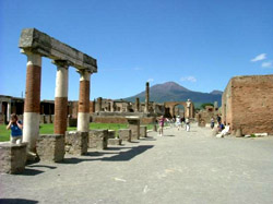 Ancient Pompeii - View of the Forum with Vesuvius in the background